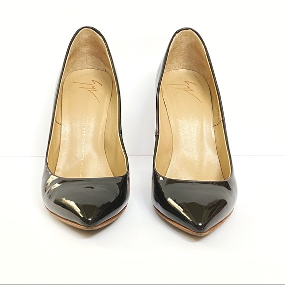 Giuseppe Zanotti patent leather black pointed toe slip on high heel dress pumps - Picture 2 of 10